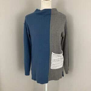 New DG Simpli Zen Womens XS Lagenlook Gray Cowl Mock Neck Tunic Cozy Sweater